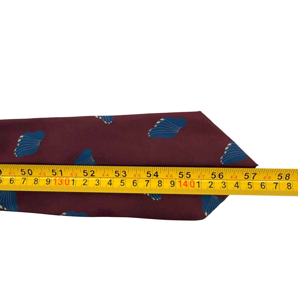 Giorgio Armani Mens Silk Tie Burgundy Blue Shell Pattern Made in Italy Luxury - Picture 4 of 5